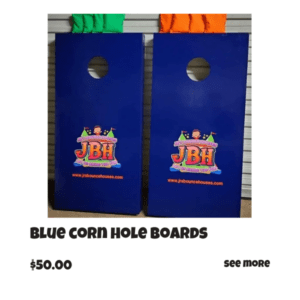 Blue corn hole boards